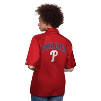 Veste d'entraîneur à manches courtes et boutons-pression pour femme, rouge, des Philadelphia Phillies