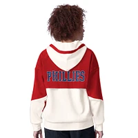 Sweat à capuche entièrement zippé blanc pour femme Philadelphia Phillies Scrimmage Starter