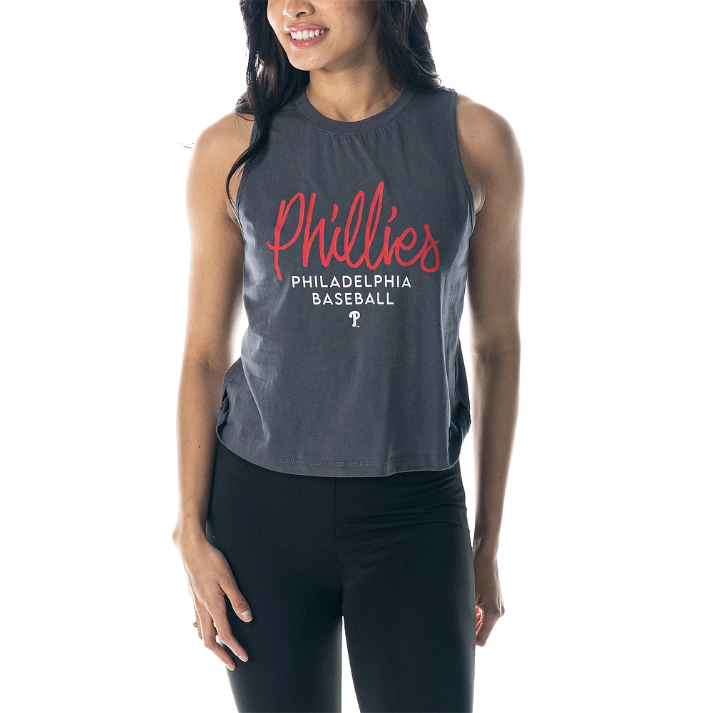 Débardeur à nœud latéral pour femmes The Wild Collective Charcoal Philadelphia Phillies