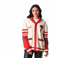 Women's The Wild Collective Cream Philadelphia Phillies Jacquard Full-Button Sweater