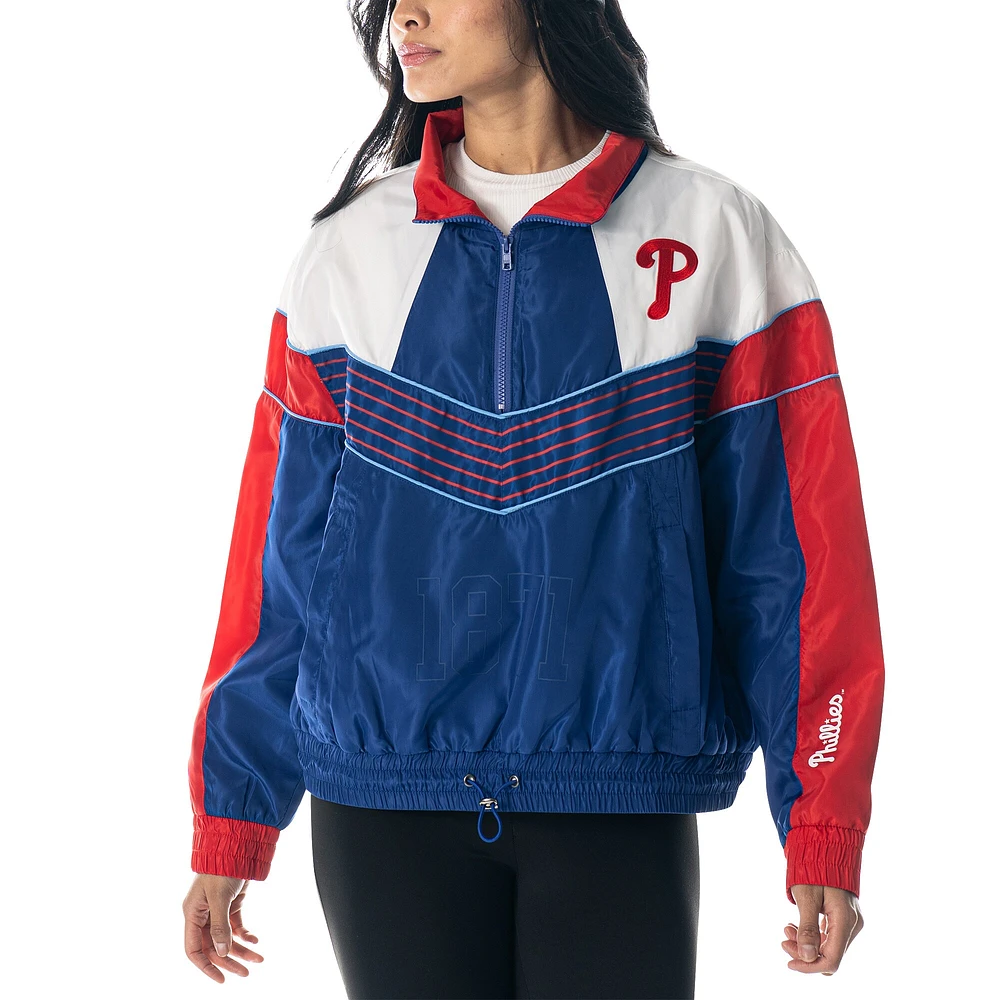 Veste de survêtement à demi-zip The Wild Collective Royal Philadelphia Phillies Chevron pour femme