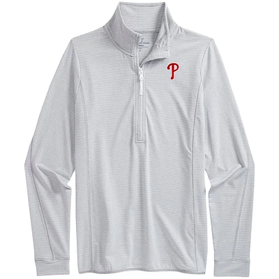 Haut à demi-zip Sankaty microstripes des Phillies de Philadelphie, Vineyard Vines, gris chiné/blanc pour femmes