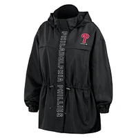 Women's WEAR by Erin Andrews Black Philadelphia Phillies Full-Zip Windbreaker Hoodie Jacket