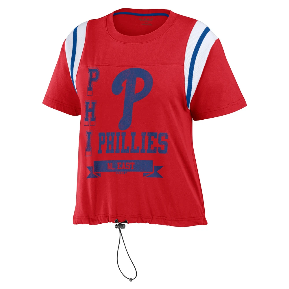 Women's WEAR by Erin Andrews Red Philadelphia Phillies Cinched Colorblock T-Shirt