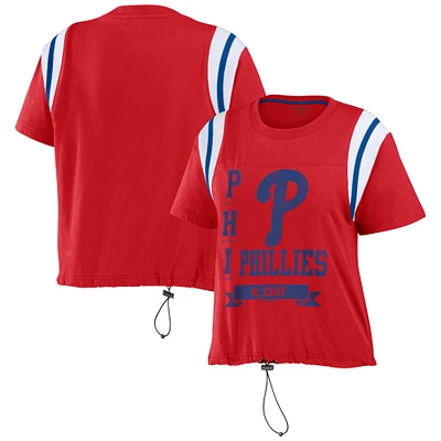 Women's WEAR by Erin Andrews Red Philadelphia Phillies Cinched Colorblock T-Shirt