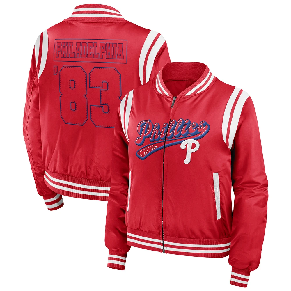 Veste de bombardier football rouge Philadelphia Phillies pour femme WEAR by Erin Andrews