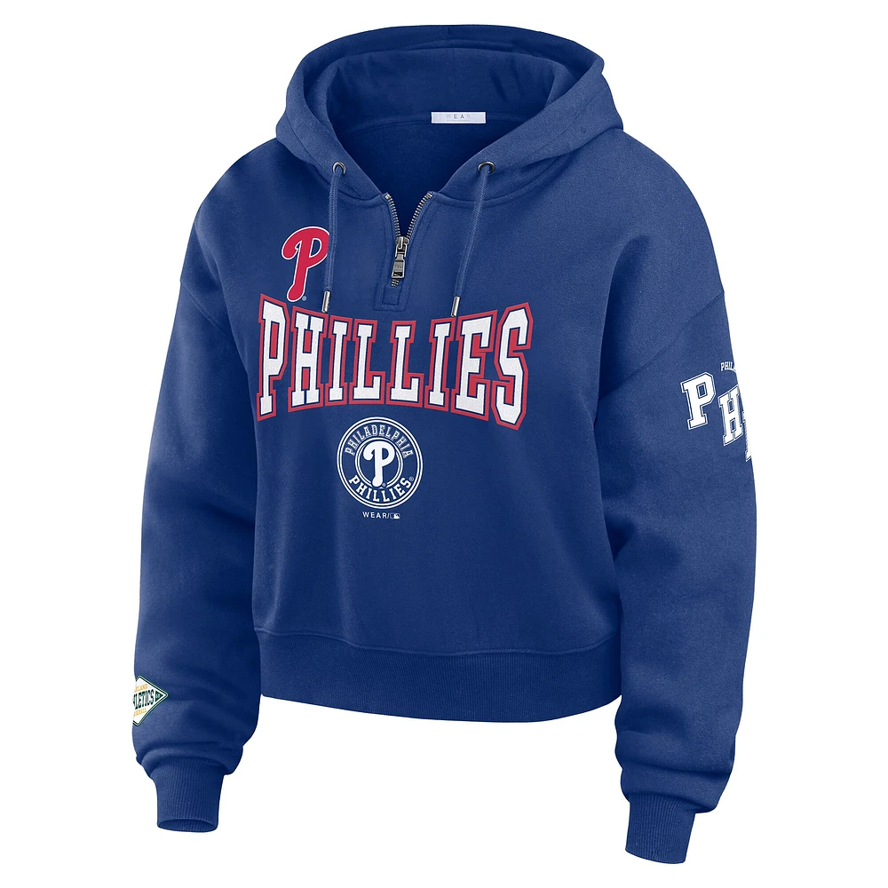 Sweat à capuche zippé quart de tour Royal Philadelphia Phillies Patch pour femme WEAR by Erin Andrews