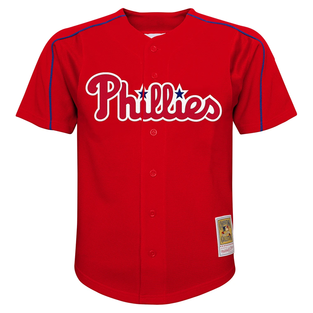 Maillot d'entraînement au bâton en maille rouge des Phillies de Philadelphie pour jeunes Mitchell & Ness Ryan Howard