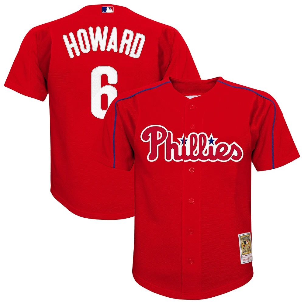 Maillot d'entraînement au bâton en maille rouge des Phillies de Philadelphie pour jeunes Mitchell & Ness Ryan Howard