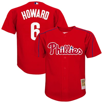 Maillot d'entraînement au bâton en maille rouge des Phillies de Philadelphie pour jeunes Mitchell & Ness Ryan Howard