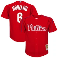 Maillot d'entraînement au bâton en maille rouge des Phillies de Philadelphie pour jeunes Mitchell & Ness Ryan Howard