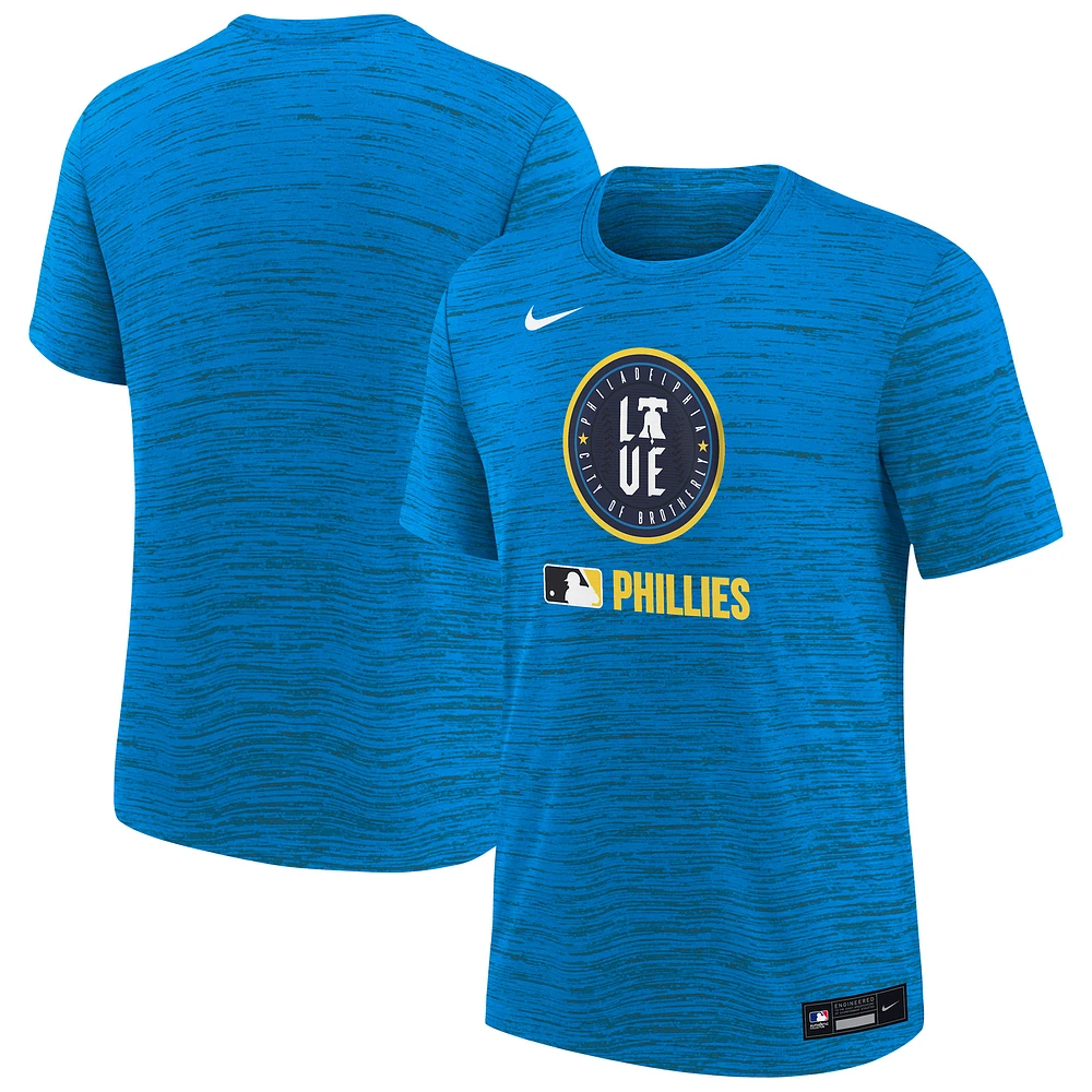 T-shirt Nike Aqua Philadelphia Phillies Authentic Collection City Connect Velocity Performance pour jeunes