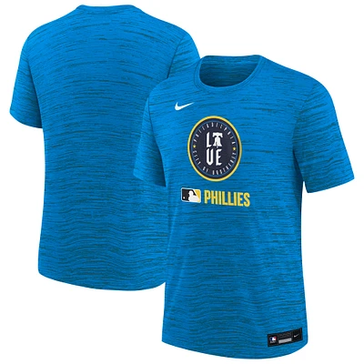 T-shirt Nike Aqua Philadelphia Phillies Authentic Collection City Connect Velocity Performance pour jeunes