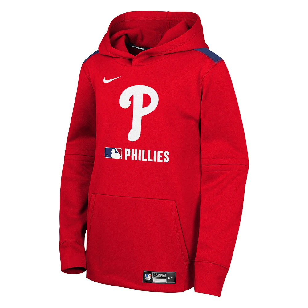 Sweat à capuche Nike rouge Philadelphia Phillies Authentic Collection Performance pour jeunes