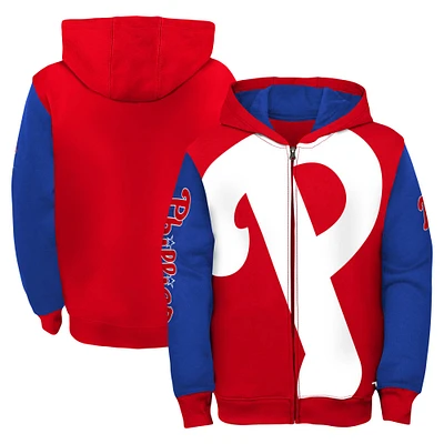 Veste à capuche entièrement zippée Youth Fanatics Rouge/Royal Philadelphia Phillies Postcard