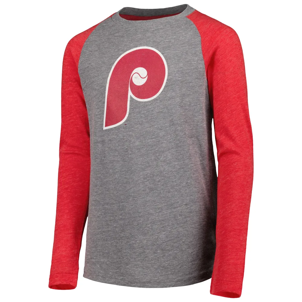 Youth Red Philadelphia Phillies Platinum Logo Long Sleeve T-Shirt