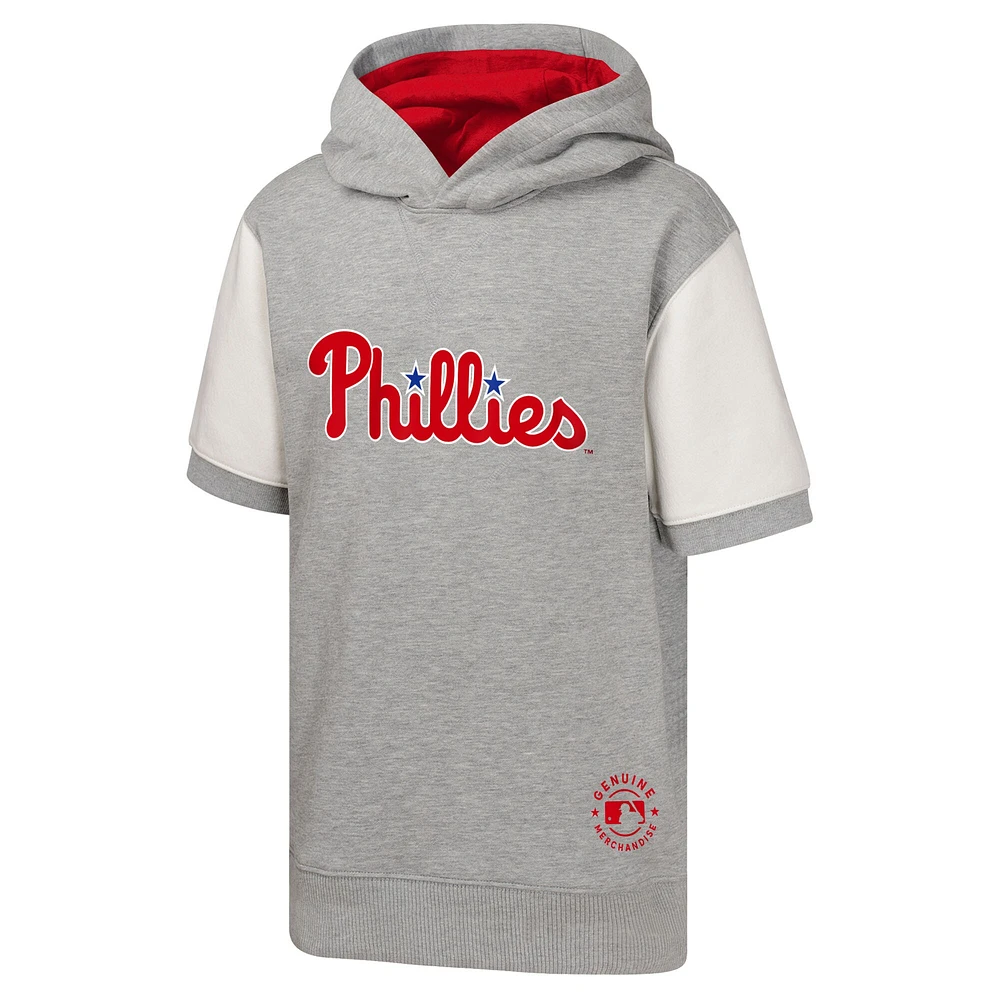 Sweat à capuche manches courtes pour jeunes Philadelphia Phillies Line Up Heather Gray