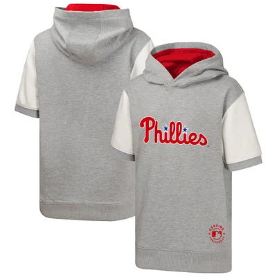 Sweat à capuche manches courtes pour jeunes Philadelphia Phillies Line Up Heather Gray