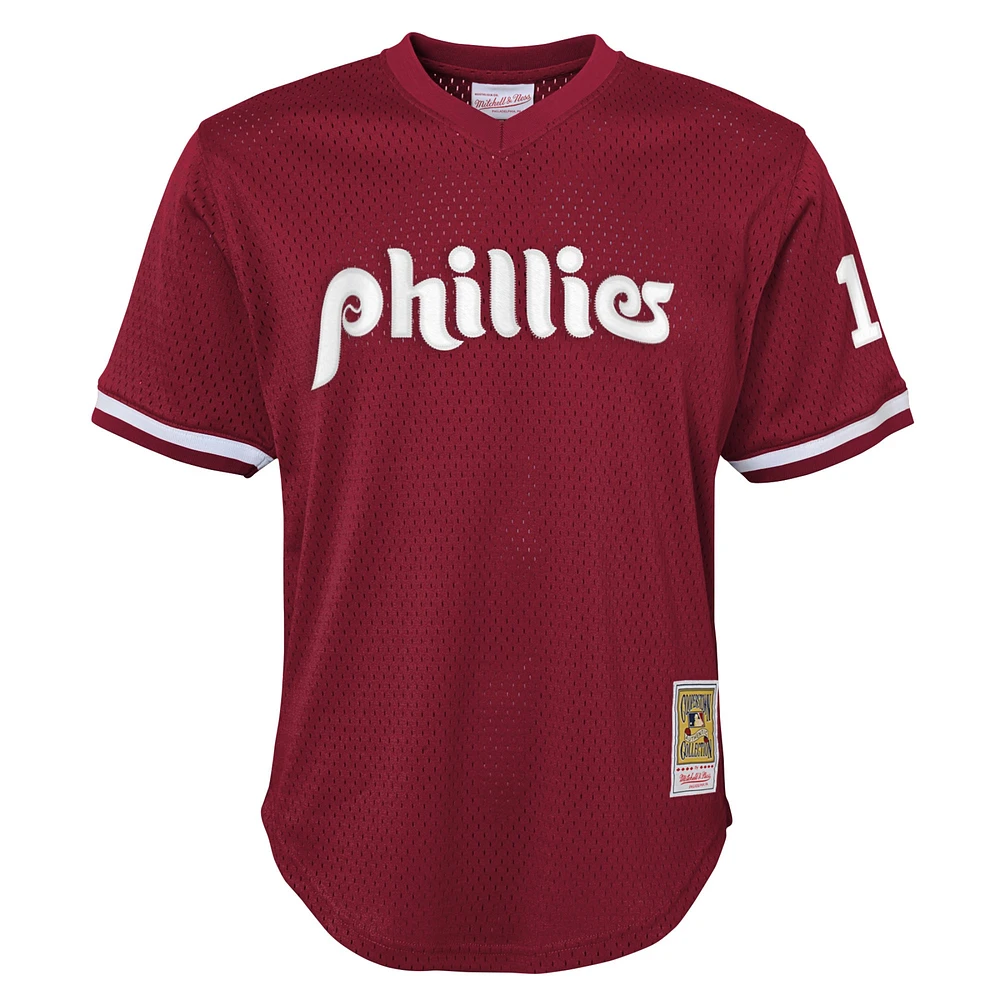Jeune Mitchell & Ness Darren Daulton Bourgogne Phillies de Philadelphie Cooperstown Collection Maillot d'entraînement au bâton en maille
