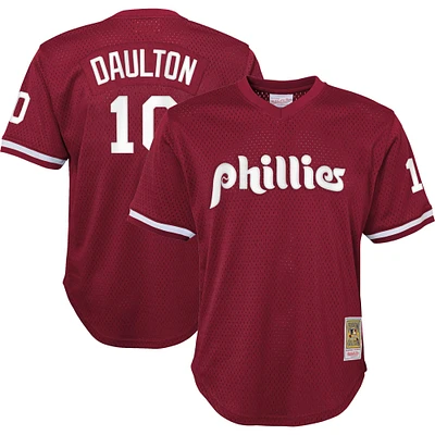 Jeune Mitchell & Ness Darren Daulton Bourgogne Phillies de Philadelphie Cooperstown Collection Maillot d'entraînement au bâton en maille