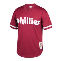 Maillot d'entraînement au bâton en maille pour jeunes Mitchell & Ness Lenny Dykstra bordeaux Phillies de Philadelphie Cooperstown Collection