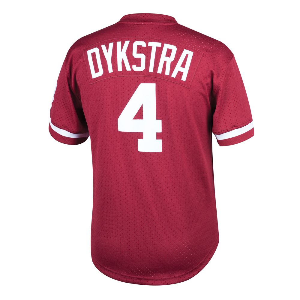 Youth Mitchell & Ness Lenny Dykstra Burgundy Philadelphia Phillies Cooperstown Collection Mesh Batting Practice Jersey