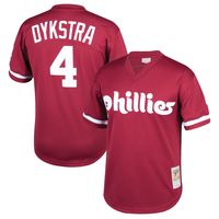 Youth Mitchell & Ness Lenny Dykstra Burgundy Philadelphia Phillies Cooperstown Collection Mesh Batting Practice Jersey