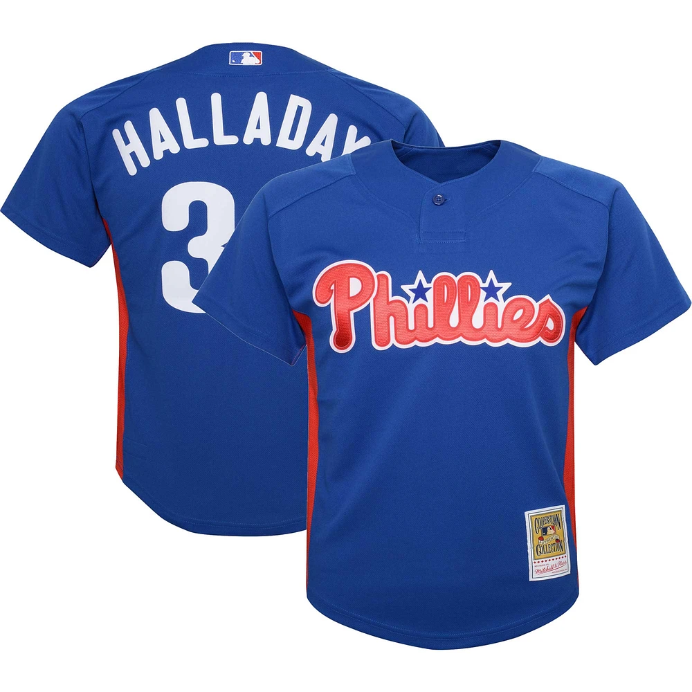 Maillot d'entraînement au bâton en maille pour jeunes Mitchell & Ness Roy Halladay Royal Philadelphia Phillies Cooperstown Collection