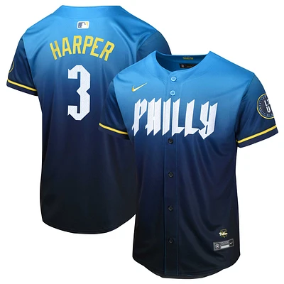 Maillot de joueur Nike Bryce Harper pour jeune des Phillies Philadelphie 2024 City Connect Limited, bleu
