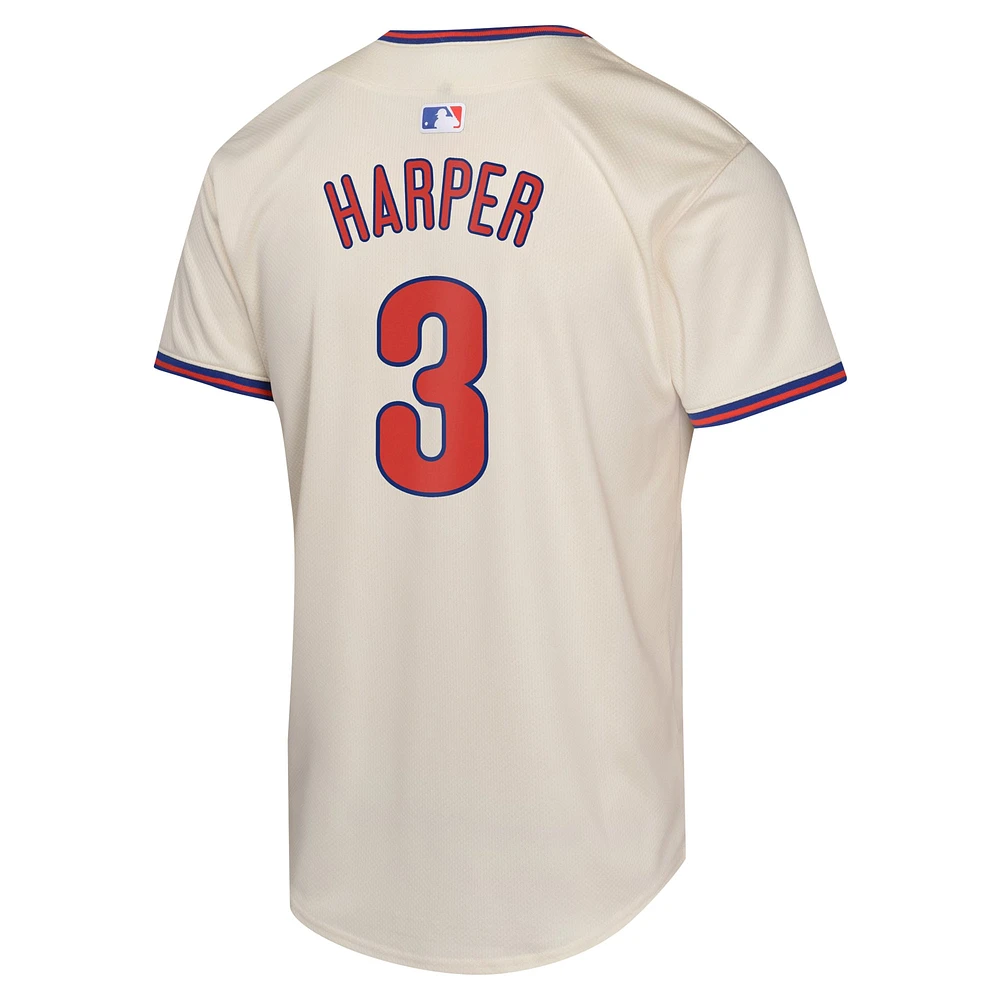 Maillot de joueur alternatif limité Nike Bryce Harper pour jeunes des Phillies Philadelphie, crème