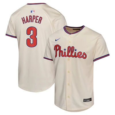 Maillot de joueur alternatif limité Nike Bryce Harper pour jeunes des Phillies Philadelphie, crème