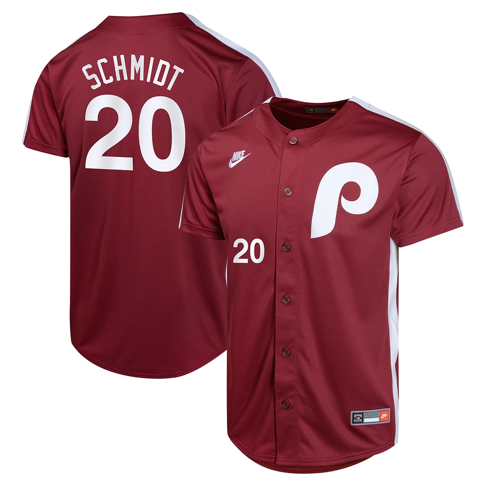 Maillot de joueur Nike Mike Schmidt pour jeunes des Phillies Philadelphie, collection Cooperstown, bordeaux, limité