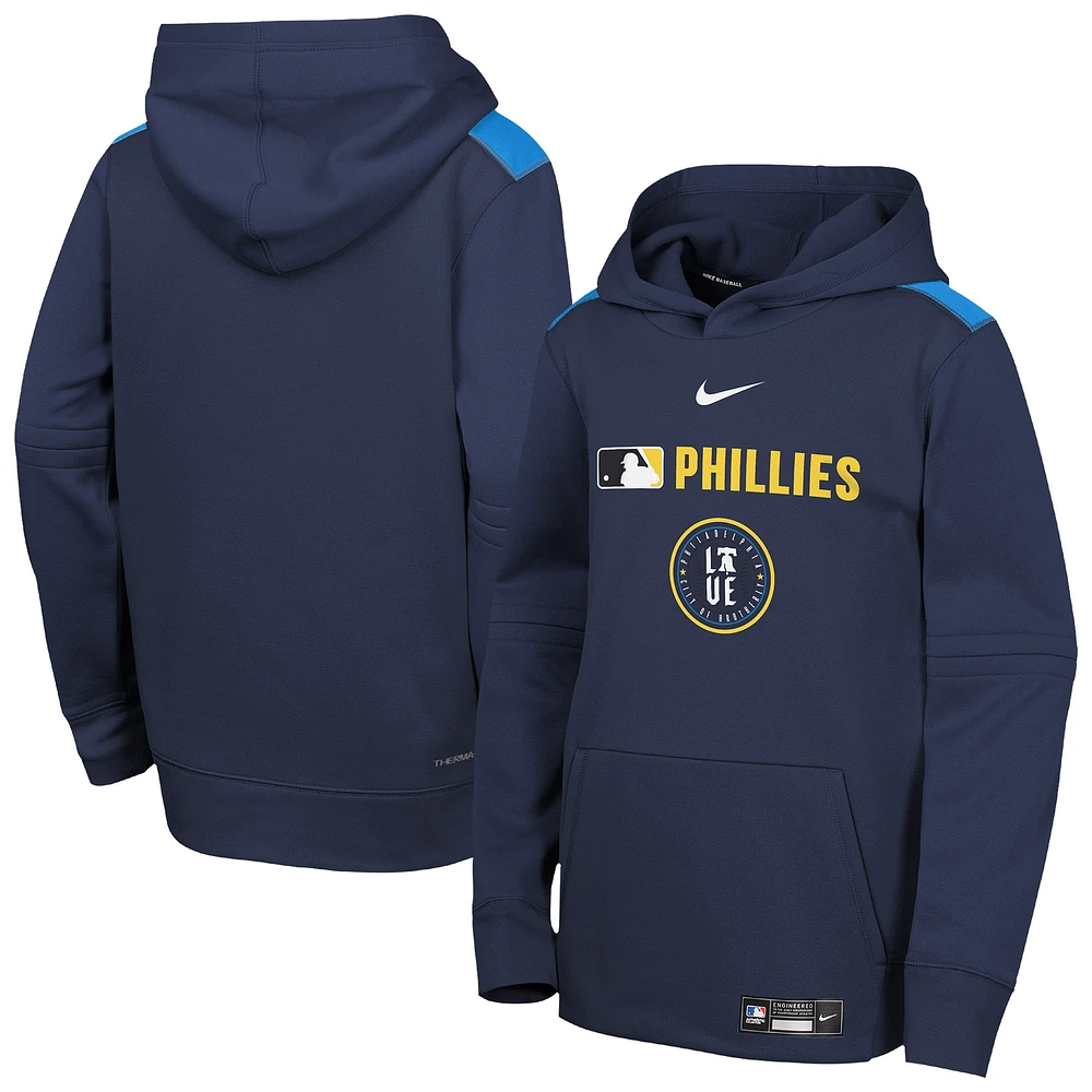 Youth Nike Navy Philadelphia Phillies City Connect Authentic Collection Performance Pullover Hoodie