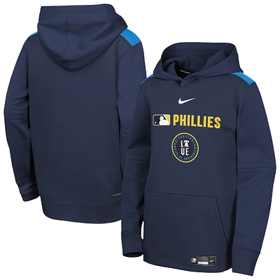 Youth Nike Navy Philadelphia Phillies City Connect Authentic Collection Performance Pullover Hoodie