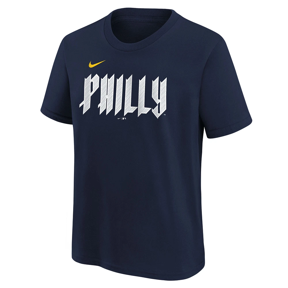 T-shirt Nike bleu marine pour jeune avec logo City Connect des Philadelphia Phillies