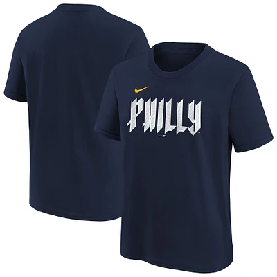 T-shirt Nike bleu marine pour jeune avec logo City Connect des Philadelphia Phillies