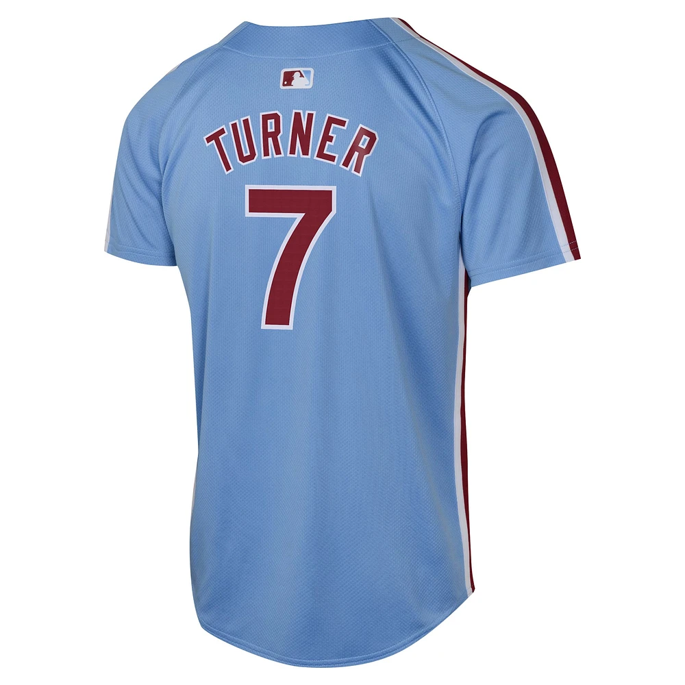 Maillot de joueur alternatif limité des Phillies Philadelphie Nike Trea Turner bleu clair pour jeune