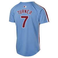 Maillot de joueur alternatif limité des Phillies Philadelphie Nike Trea Turner bleu clair pour jeune