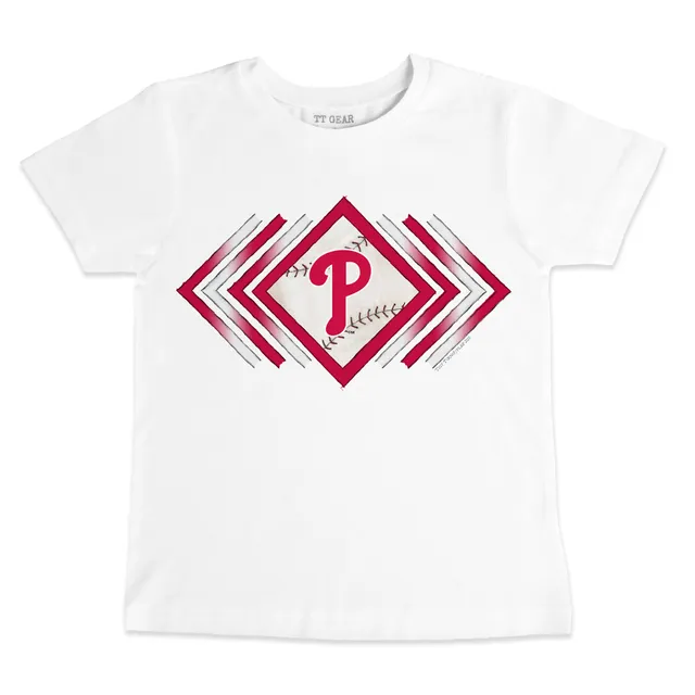 Women's Tiny Turnip White/Red Philadelphia Phillies Baseball Flag 3/4-Sleeve Raglan T-Shirt Size: Medium