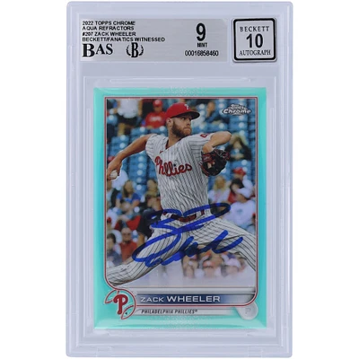 Carte autographiée 9/10 Topps Chrome Aqua Refractors #207 #/199 Beckett Fanatics Witnessed 2022 Topps Chrome Aqua Refractors #207 #/199 Beckett Fanatics Witnessed