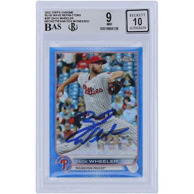 Carte autographiée 9/10 Topps Chrome Blue Wave Refractors #207 #/75 Beckett Fanatics Witnessed 2022 Topps Chrome Blue Wave Refractors #207 #/75 Beckett Fanatics Witnessed
