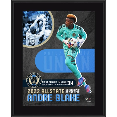 Plaque sublimée du prix du gardien de but Allstate de l'année 2022 de la MLS de 10,5" x 13" d'Andre Blake Philadelphia Union