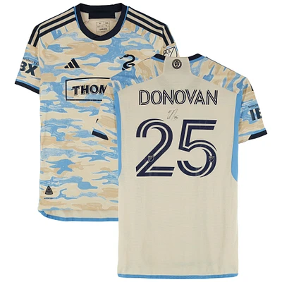 Chris Donovan Philadelphia Union Autographed Match-Used #25 Tan adidas Jersey from the 2024 MLS Season - Size M