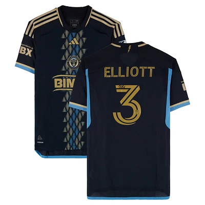 Maillot adidas bleu marine dédicacé par Jack Elliott du Philadelphia Union (n° 3) pour la saison 2024 de la MLS - Taille L