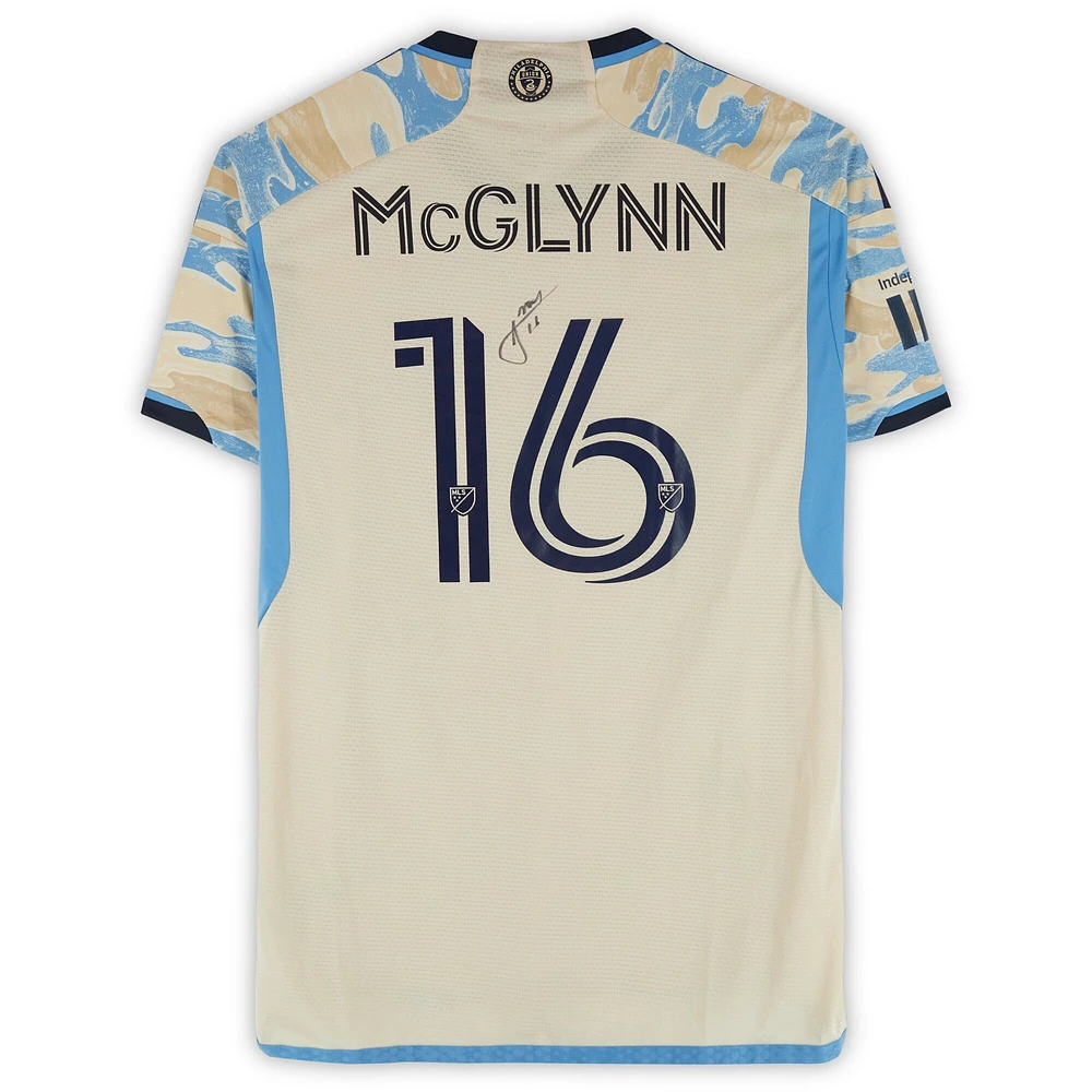 Maillot adidas beige dédicacé par Jack McGlynn du Philadelphia Union n° 16, porté lors de la saison 2024 de la MLS - Taille M