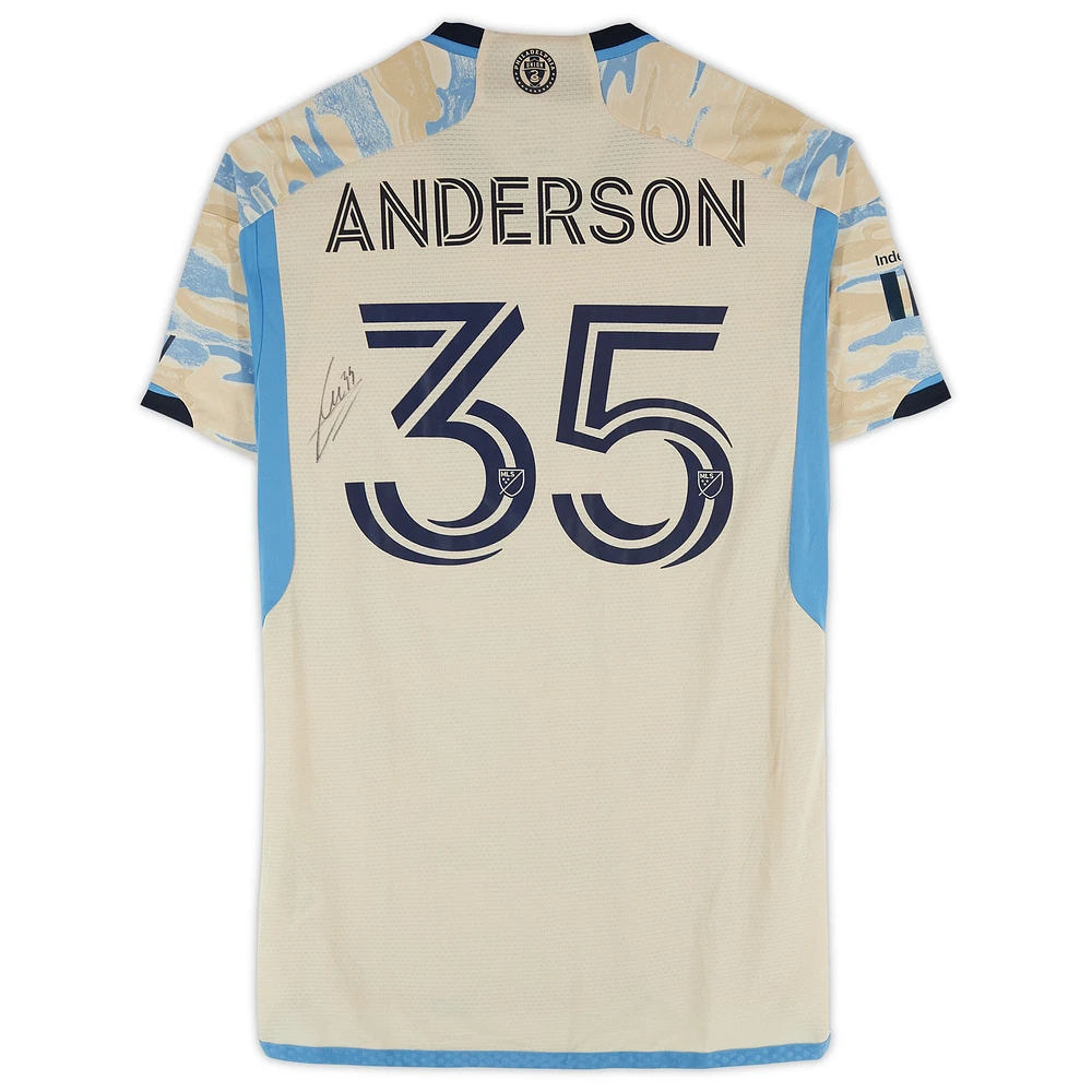 Markus Anderson Philadelphia Union Autographed Match-Used #35 Tan adidas Jersey from the 2024 MLS Season - Size M