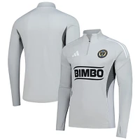 Men's adidas  Silver Philadelphia Union 2025 AEROREADY Quarter-Zip Long Sleeve Training Top