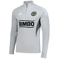 Men's adidas  Silver Philadelphia Union 2025 AEROREADY Quarter-Zip Long Sleeve Training Top