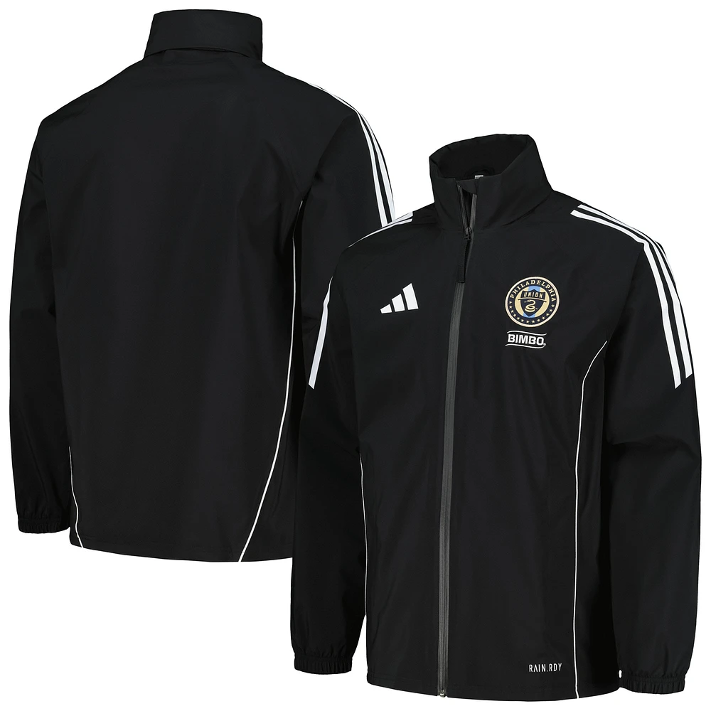 Men's adidas Black Philadelphia Union Tiro 24 Full-Zip Hoodie Rain Jacket