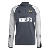 Haut d'entraînement à quart de zip adidas Philadelphia Union 2024 On-Field AEROREADY pour hommes, gris